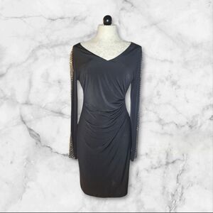Guess Black Long Sleeve Dress with Draped Design
